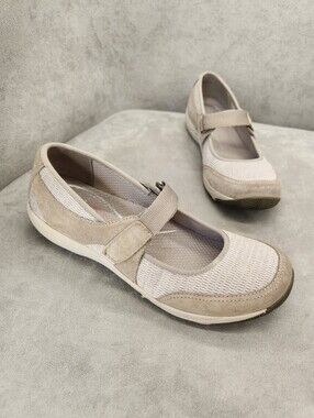 Dansko Mary Jane Loafers 8.5 Light Grey Suede Hennie Comfort Shoes Athleisure